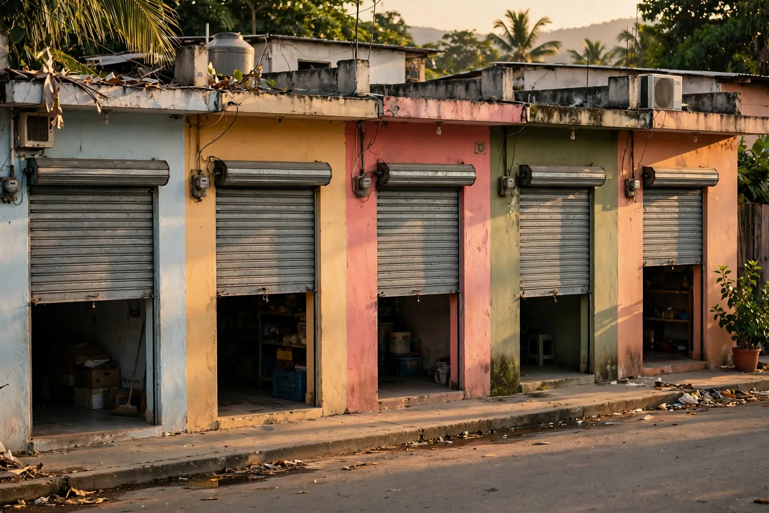 Shops with rolling shutters